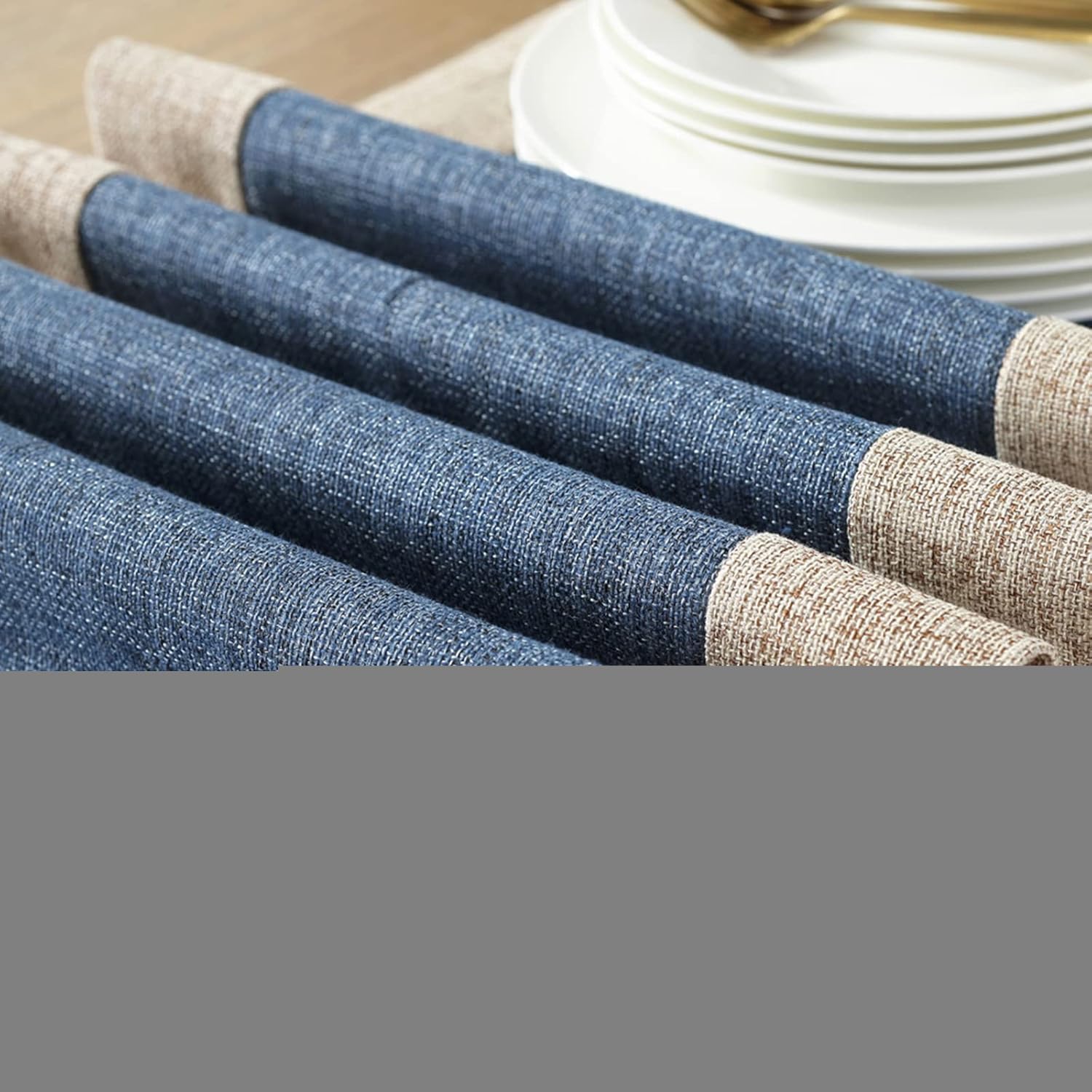 Rustic Linen Table Runner Farmhouse Style Table Runner with Hand-Tassels for Dining Kitchen Coffee Table Decor, Party and Dresser Decor(Navy Blue, 15x108 inch)