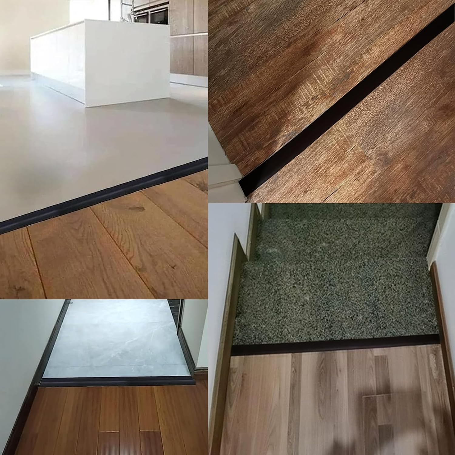 Vinyl Floor Transition Strip - Self-Adhesive, 10ft x 2in Flat Divider for Gaps, Carpet, Threshold & Doorway Transitions