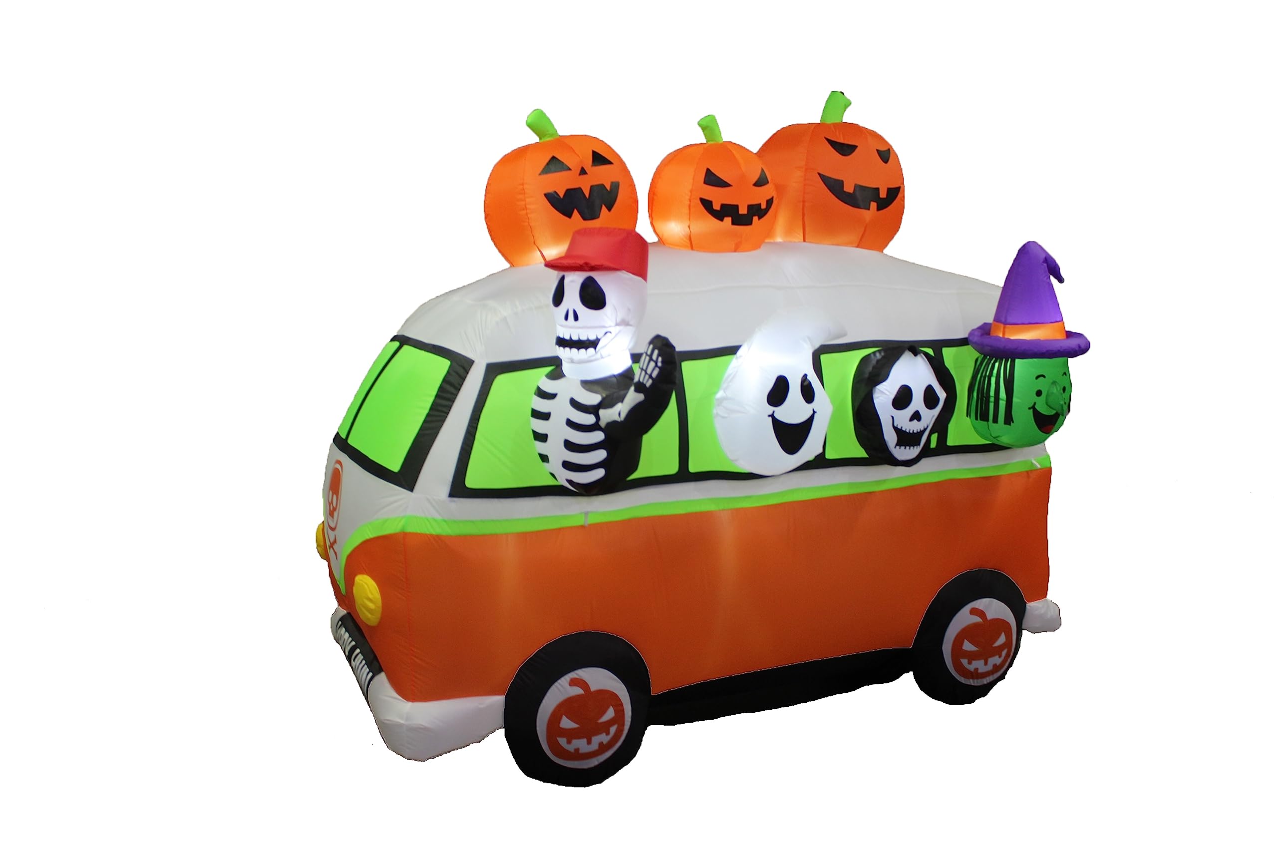 A Holiday Company 7FT Inflatable Halloween Vintage Bus, 6 ft Tall, Multi