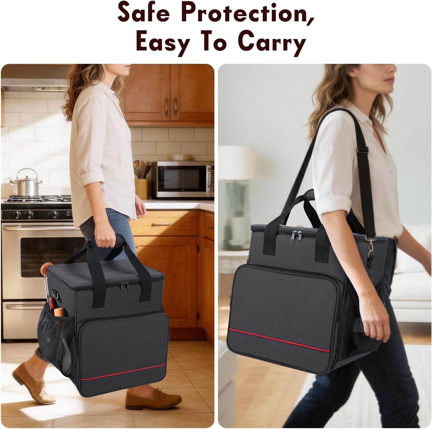 Storage Bag Compatible with Cuisinart Bread Maker Machine,Large Capacity Carrying Bag for Stainless Steel Automatic Bread Machine,with Mesh Pocket for Kitchen Appliances(Case Only)