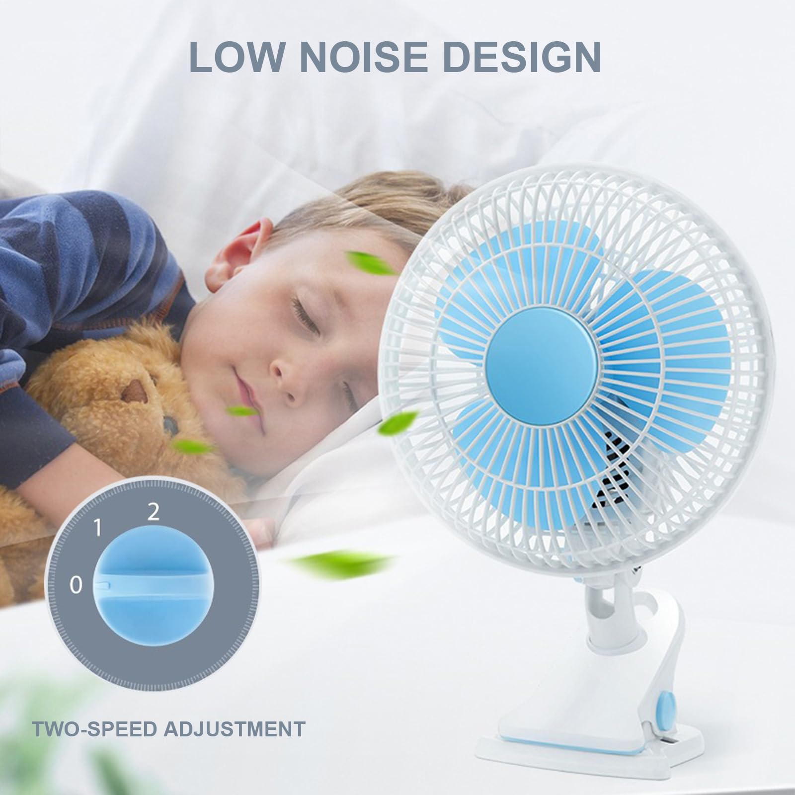 Ventilatore da scrivania con clip da 9 pollici, mini ventilatore silenzioso