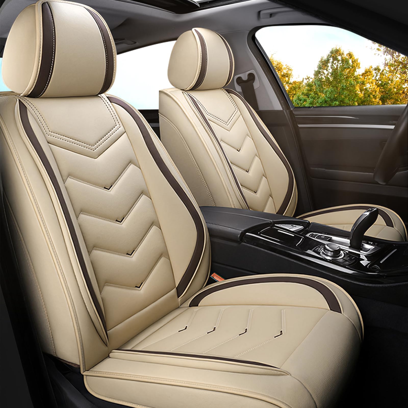 - Car Seat Covers for Ford Focus ST 2013-2018, Premium Nappa Leather Car Seat Cover, Stylish Sport Seat Covers， Automobile Seat Cover Sets.(Standard 2 Seats/Beige)