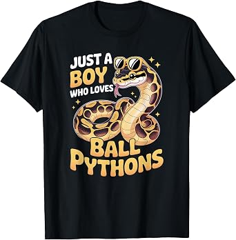 Boys Ball Python T-Shirt, Men, Black, Small