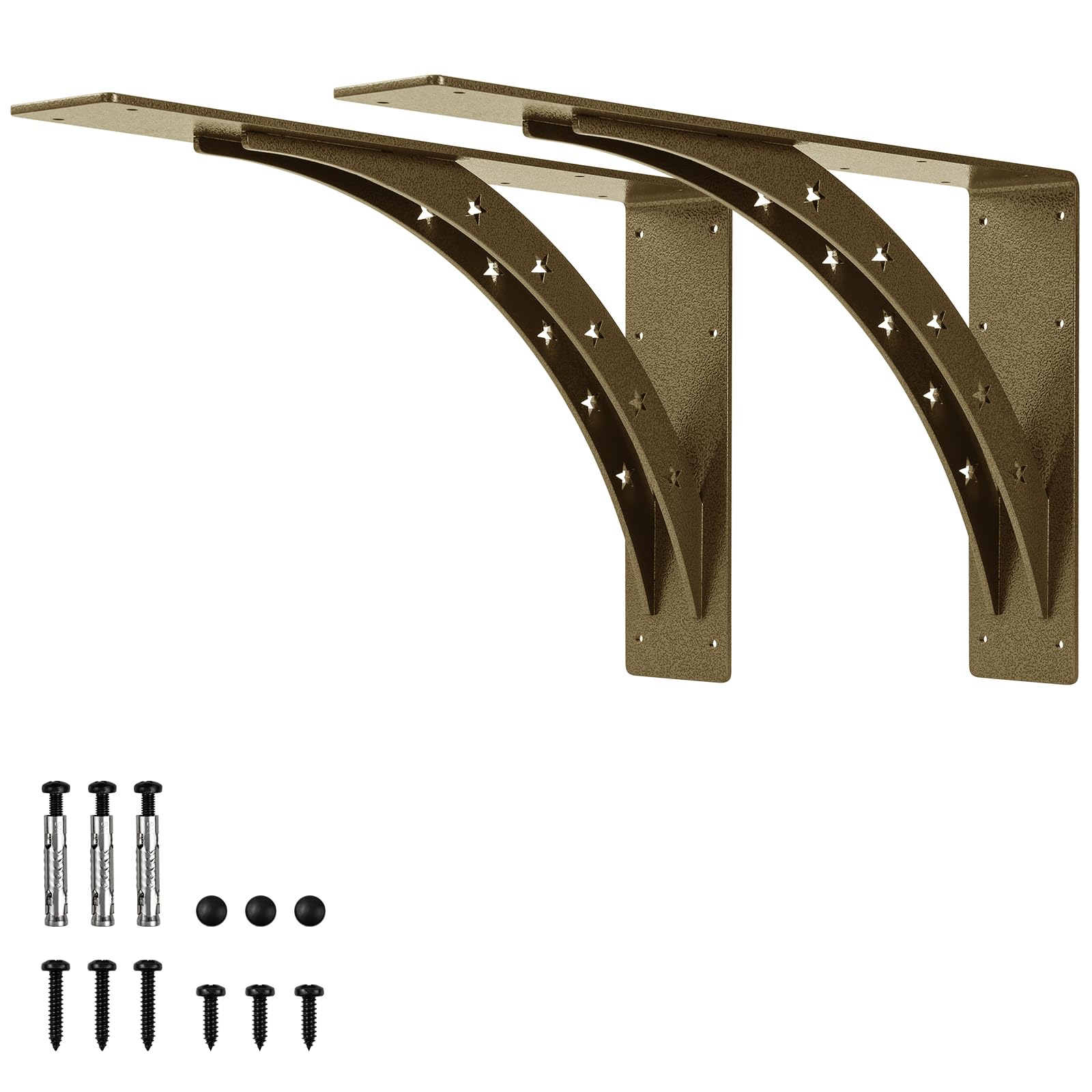 Photo 1 of 24 inch x 15 inch Heavy Duty Shelf Brackets?max Load 900 LBS,Premium Alloy Metal Mantel Brackets , (Set of 2) Fireplace Mantel Brackets - Countertop Support Brackets(Green Bronze) Green Bronze 24 inch x 15 inch