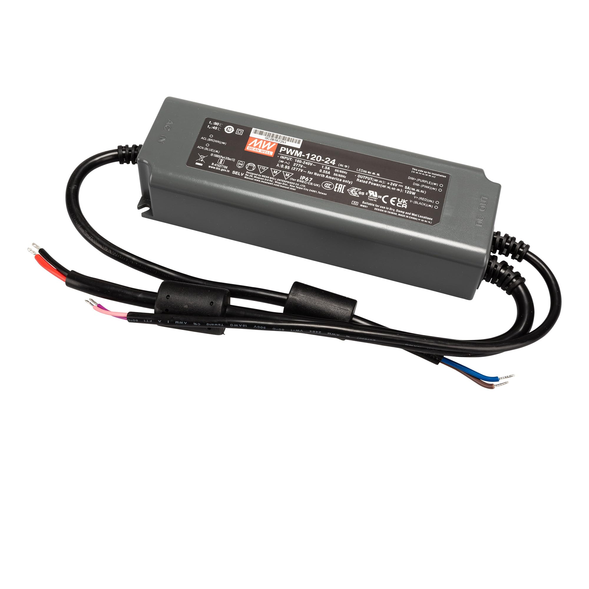 Mean Well PWM-120-24 AC-DC-LED-Treiber, konstante Spannung