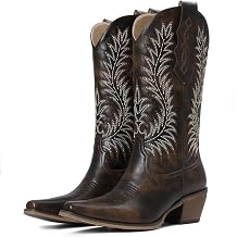 mikarka Cowboy Boots for Women Snip Toe Mid Calf Western Cowgirl Boots