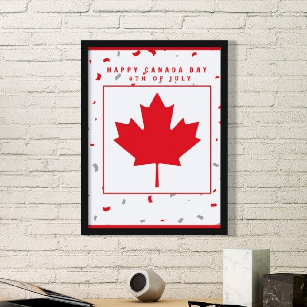 Peinture de feuille d'érable et cadre photo noir pour décorer un salon en juillet