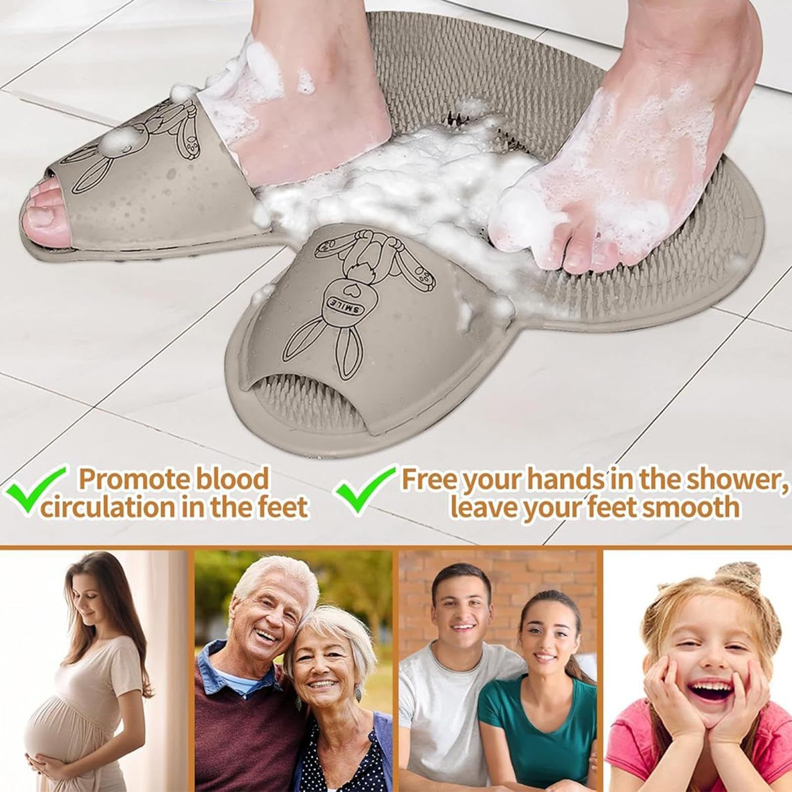 Exfoliador de Pies para Ducha Exfoliador De Silicona Para Ducha | Cepillo Antideslizante Limpieza de Pies Accesorios Baño para Unisex Adultos y Mayores Exfoliación