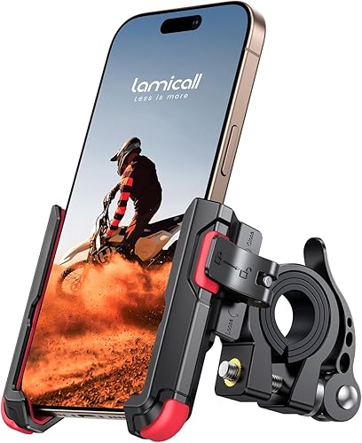 Miniatura 1 de Lamicall Soporte de teléfono para motocicleta - cámara sin bloqueo bloqueo 1S abrazadera de soporte para teléfono celular de bicicleta, clip para