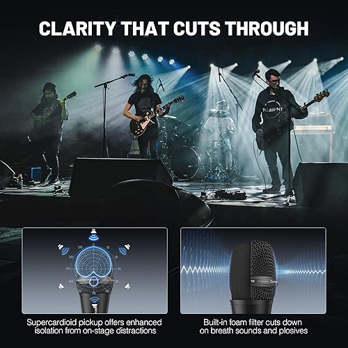Miniatura 3 de Phenyx Pro Micrófono vocal, micrófono dinámico supercardioide con cable XLR de 16.4 pies, clip de micrófono, bolsa de almacenamiento, micrófono de