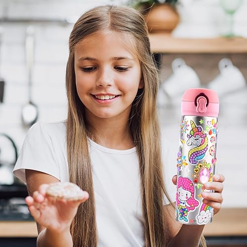 Miniatura 5 de Decorate Your Own Water Bottle, Birthday Mothers Day Gifts for Kids Age 4 5 6 7 8 9 10 Years Old Kids with Unicorn Rhinestone Glitter Gem Stickers