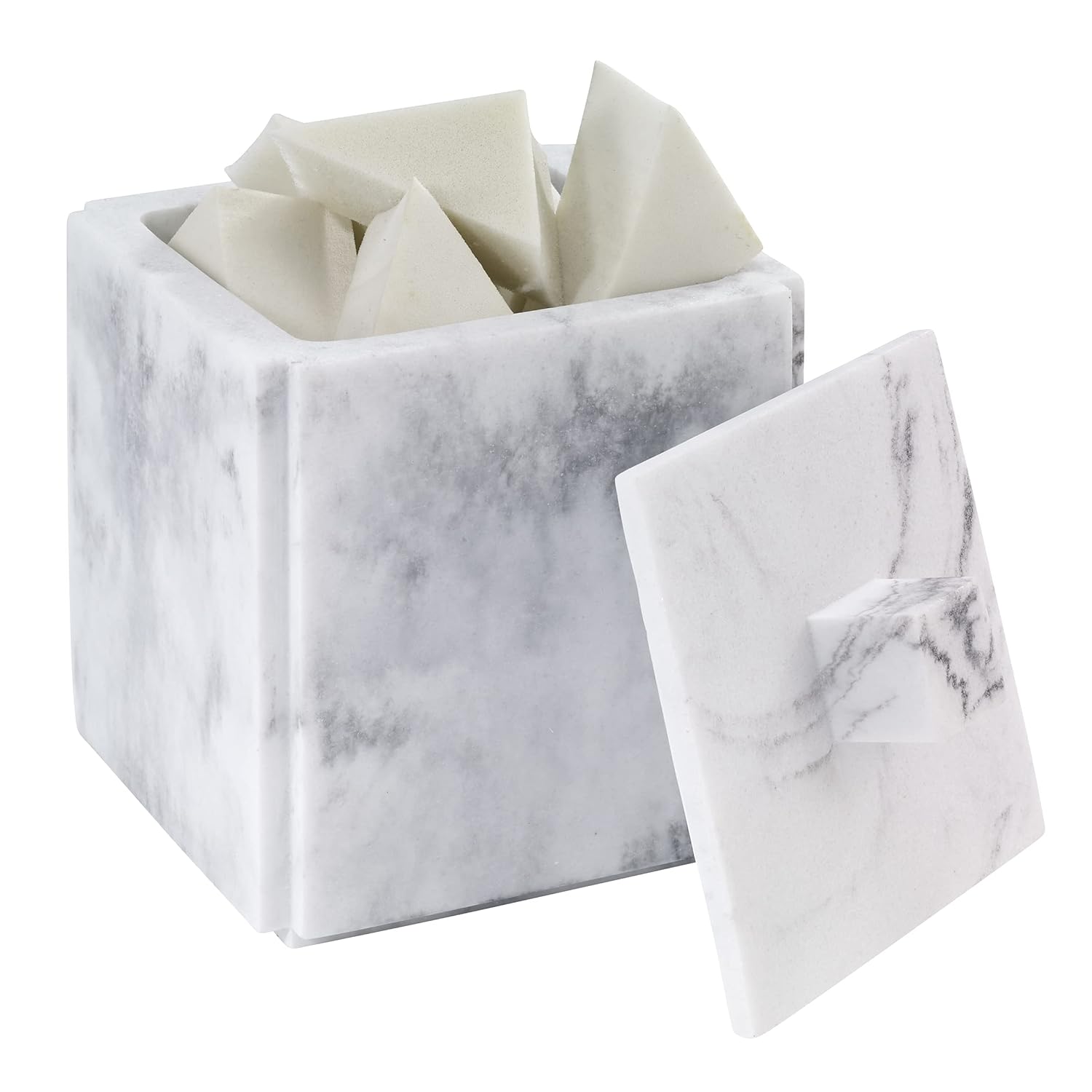 Avanti Linens - Covered Jar, Multipurpose, Home Décor, Marble Inspired Bathroom Décor (Catania Collection),Gray