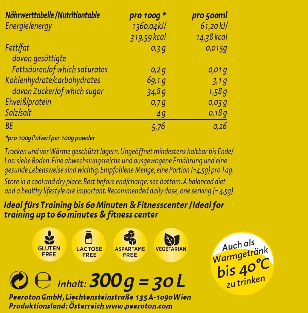 Peeroton MVD Mineral Vitamin Drink - Himbeer-Zitrone, Elektrolyt Pulver mit den 5 wesentlichen Elektrolyten plus Zink, Magnesium und Vitamin C - regelmäßig einnehmen und das Immunsystem stärken, 300g