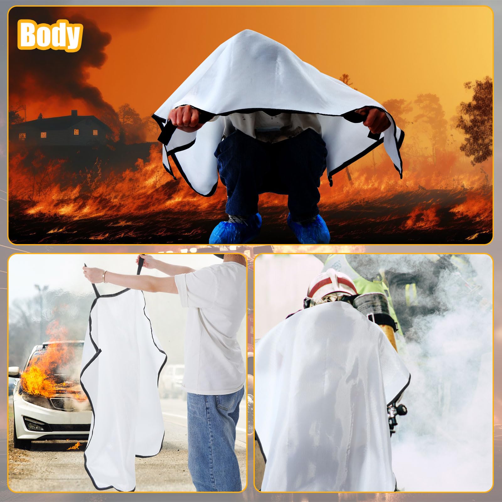 Copkim Paquete de 50 mantas ignífugas de emergencia a granel de 39 x 39 pulgadas, manta de supresión de incendios, manta de fibra de vidrio preparada ignífuga para seguridad del hogar y la cocina,