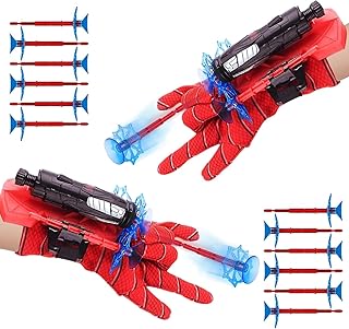 ألعاب من Next Store قطعة واحدة من ألعاب للأولاد ألعاب البطل قفازات العنكبوت للأطفال قفازات شبكة العنكبوت مع كأس شفط رصاصة إسفنجية للأولاد والبنات. (A 2pcs)