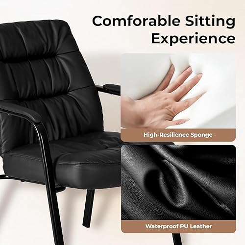 Miniatura 4 de OLIXIS Silla ergonómica de recepción para invitados, de piel sintética, silla de escritorio ejecutiva para sala de espera de conferencias con
