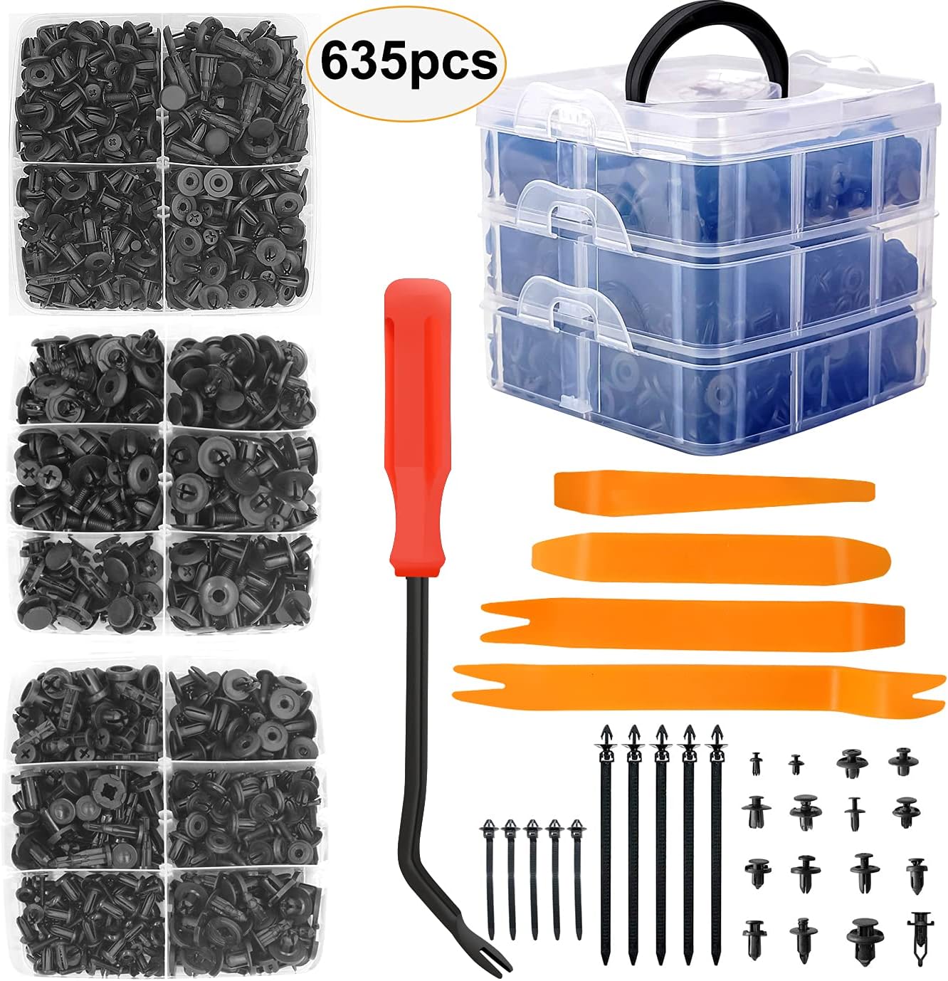 100 PZ Clips Plastico Clip Per Pannello Porta Paraurti Tri Pannello - Foto 7