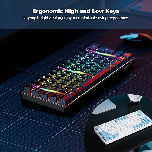 Miniatura 7 de Snpurdiri - Teclado RGB de 60 % con cable, retroiluminado, pequeño, ultracompacto, resistente al agua, 61 teclas para jugar y escribir, apto PCMac,