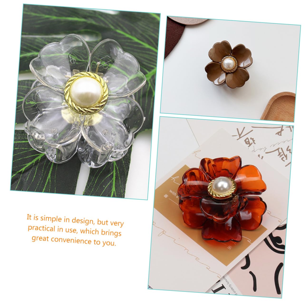 3 Set Di Fermagli Per Da Donna Fermagli Per A Forma Di Fiore Fermagli Per Coda Di Cavallo Piccole Mollette Per Sottili 6 Pezzi * 3