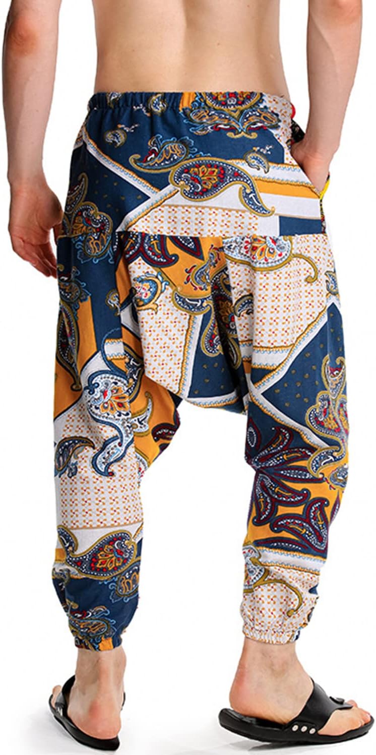 Men Women Cotton Baggy Hippie Yoga Harem Pants Funky Printed Plus Size Trousers - Image 3