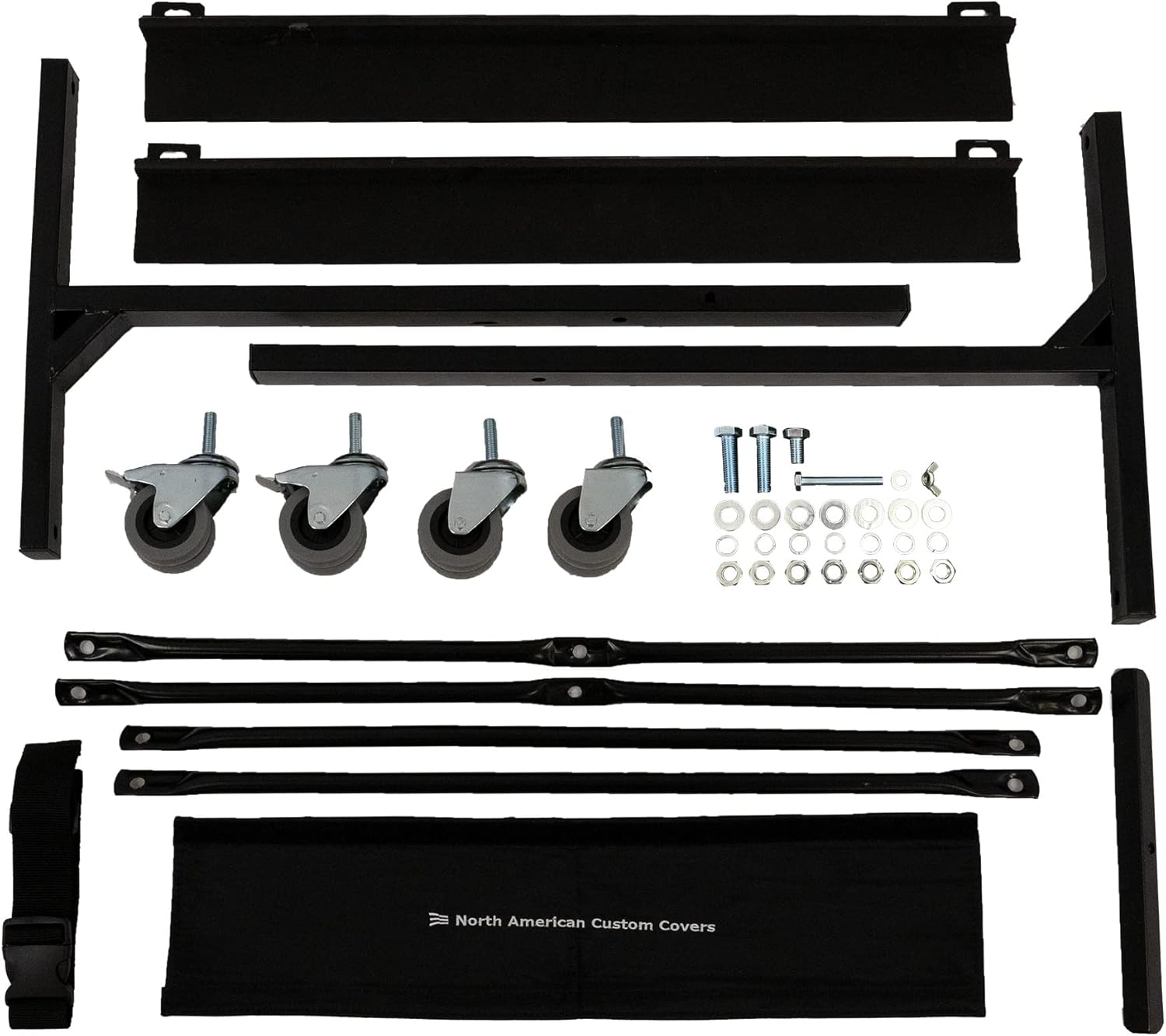 Compatible Heavy-Duty Door Storage Cart (Black) for Two Jeep Wrangler Front or Rear Doors, with Securing Strap