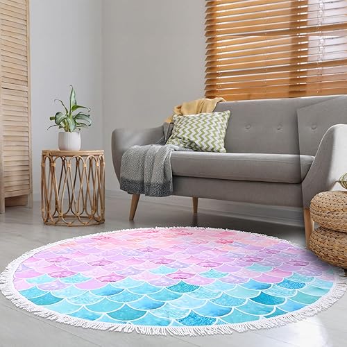 Miniatura 5 de Toalla de playa redonda de gran tamaño para niñas y mujeres, microfibra ligera, para pícnic, piscina, piscina, toalla de baño con flecos, alfombra
