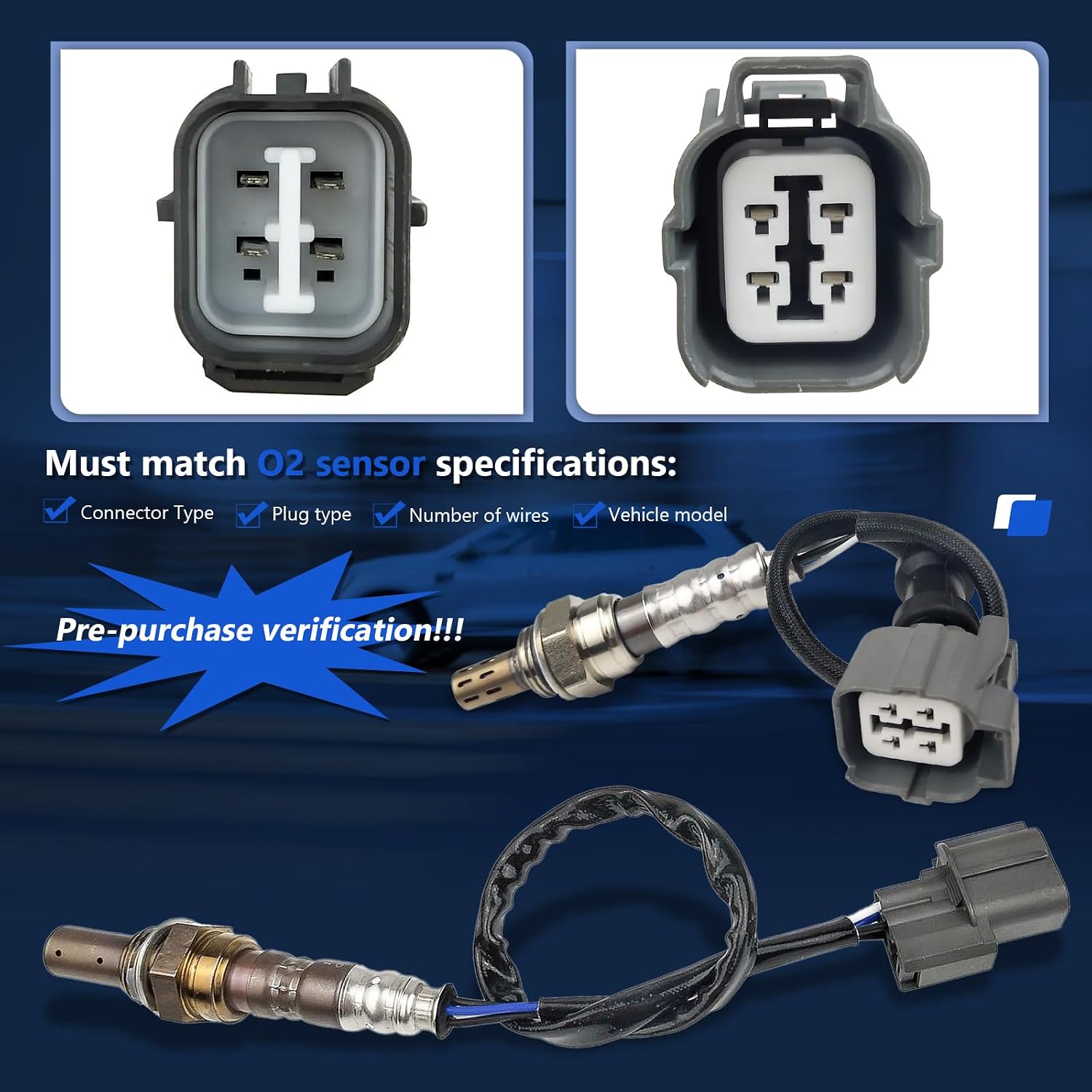 MAXFAVOR 234-9005 234-4125 Upstream & Downstream O2 Oxygen Sensor Replacement for 2002 2003 2004 Honda CR-V EX LX Base L4 2.4L O2 Sensor OE# 15575 13706