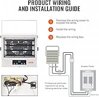 Vista 6 de VEVOR Calentador Eléctrico para Garaje de 5000W, Montaje Digital de Pared/Techo con Ventilador Forzado y Control Remoto, Temporizador de 9 Horas