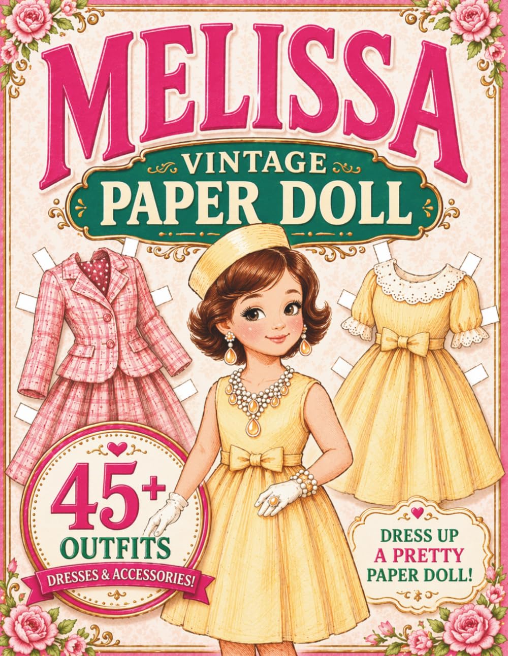 Melissa Vintage Paper Doll: 45+ Outfits to Cut, Dress Up and Play | Vintage Dress-Up Book for Girls