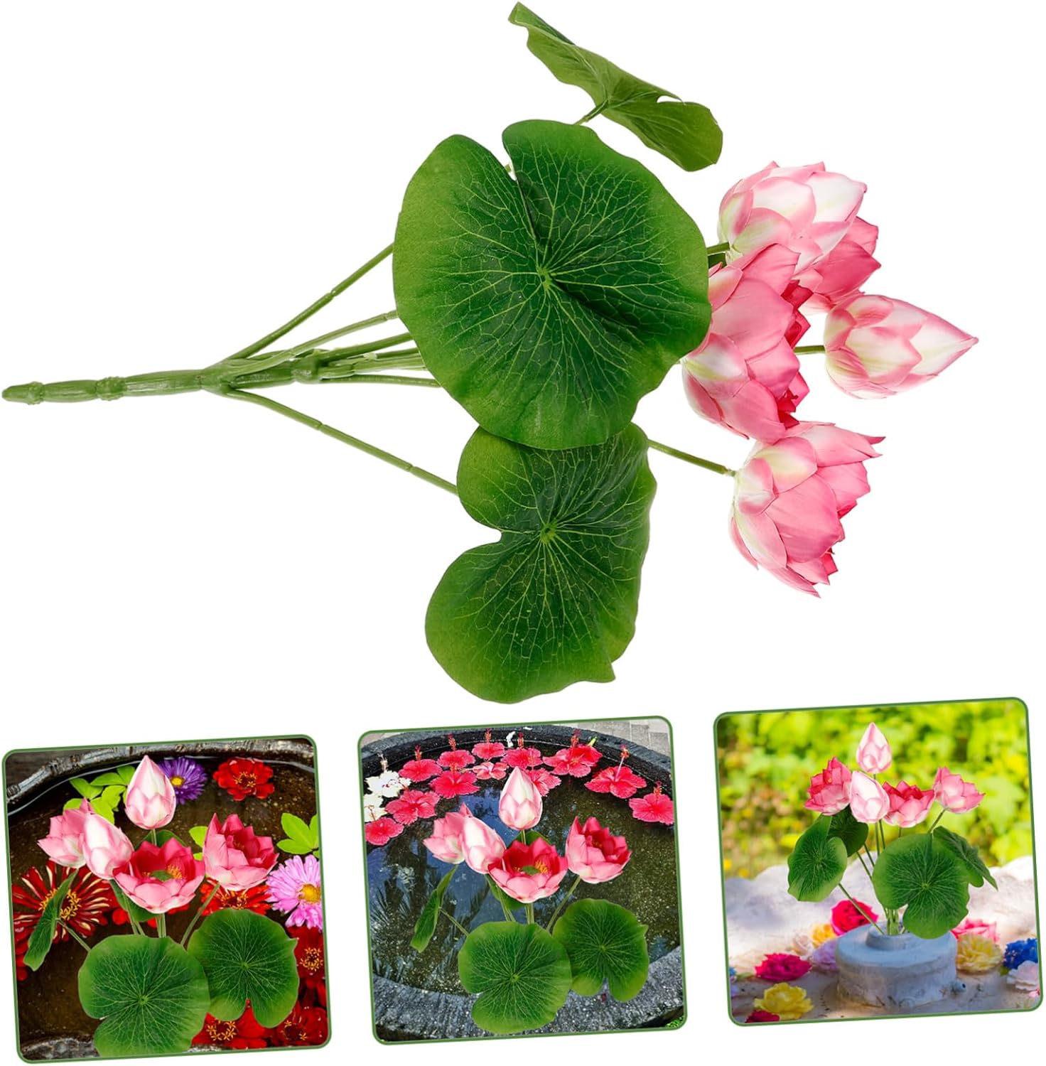 ABOOFAN Artificial Lotus Flower Decoration Lifelike Simulated Lotus Stems for Garden Home Decor Reusable and for Fish Tank and Aquatic Scenery