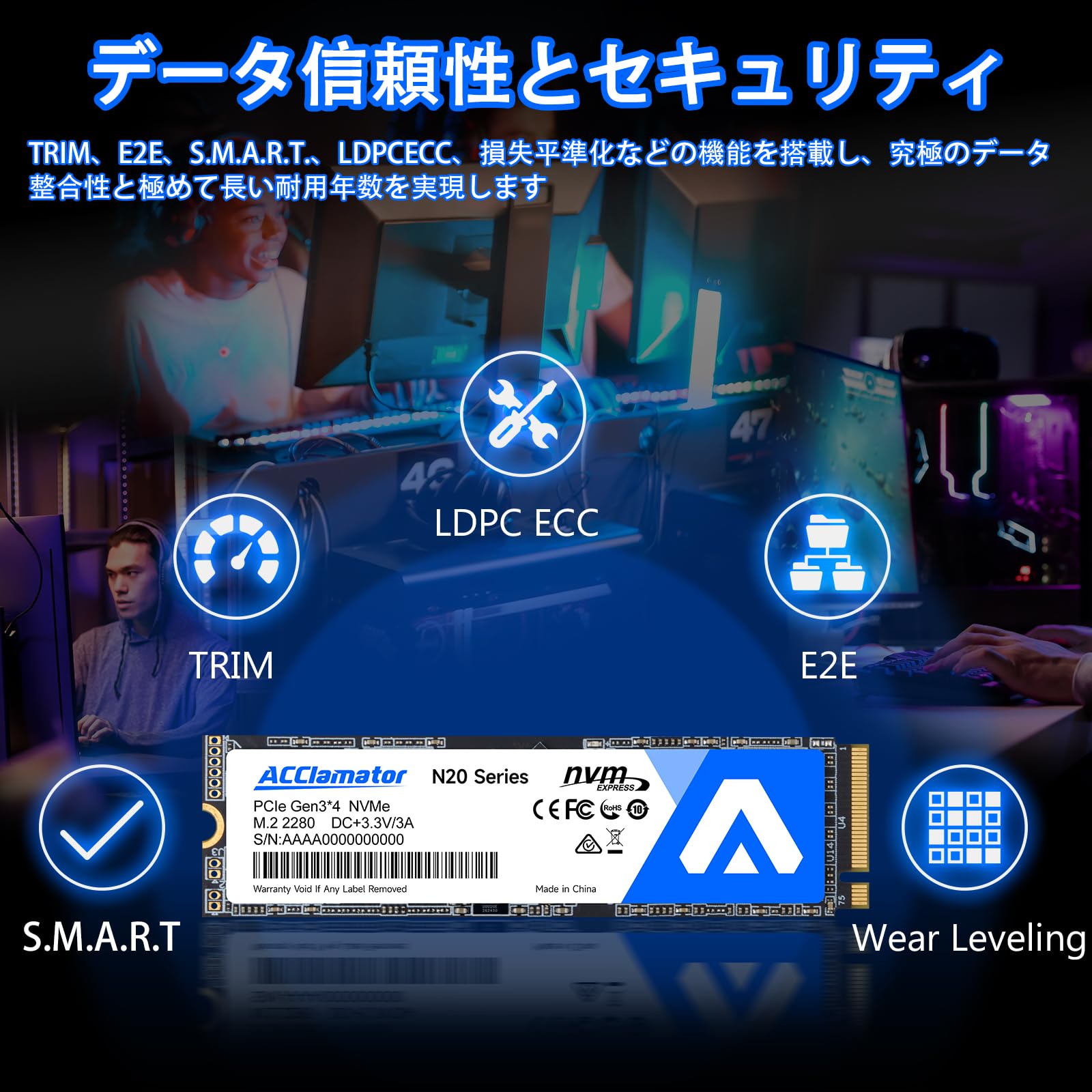 Amazon | Acclamator SSD 1TB NVMe M.2 2280 PCIe Gen3.0×4 読込最大
