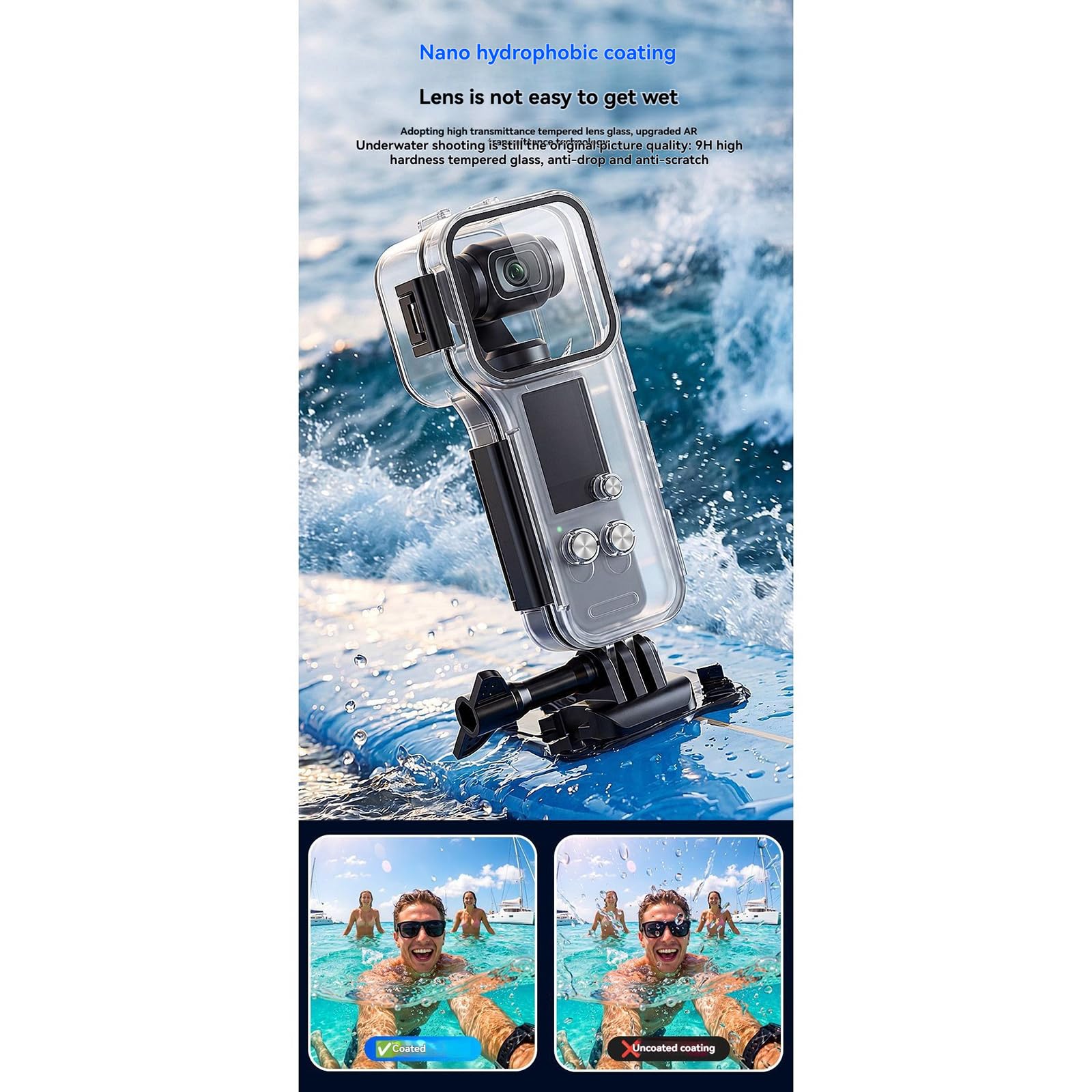 Wasserdichtes Gehäuse für DJI Osmo Pocket 4 Handheld Gimbal Kamera, Rundumschutz Hartschale Abdeckung mit gehärtetem Glas Linse, stoßfestes staubdichtes Gehäuse für Unterwasser/Vlogging/Reisen
