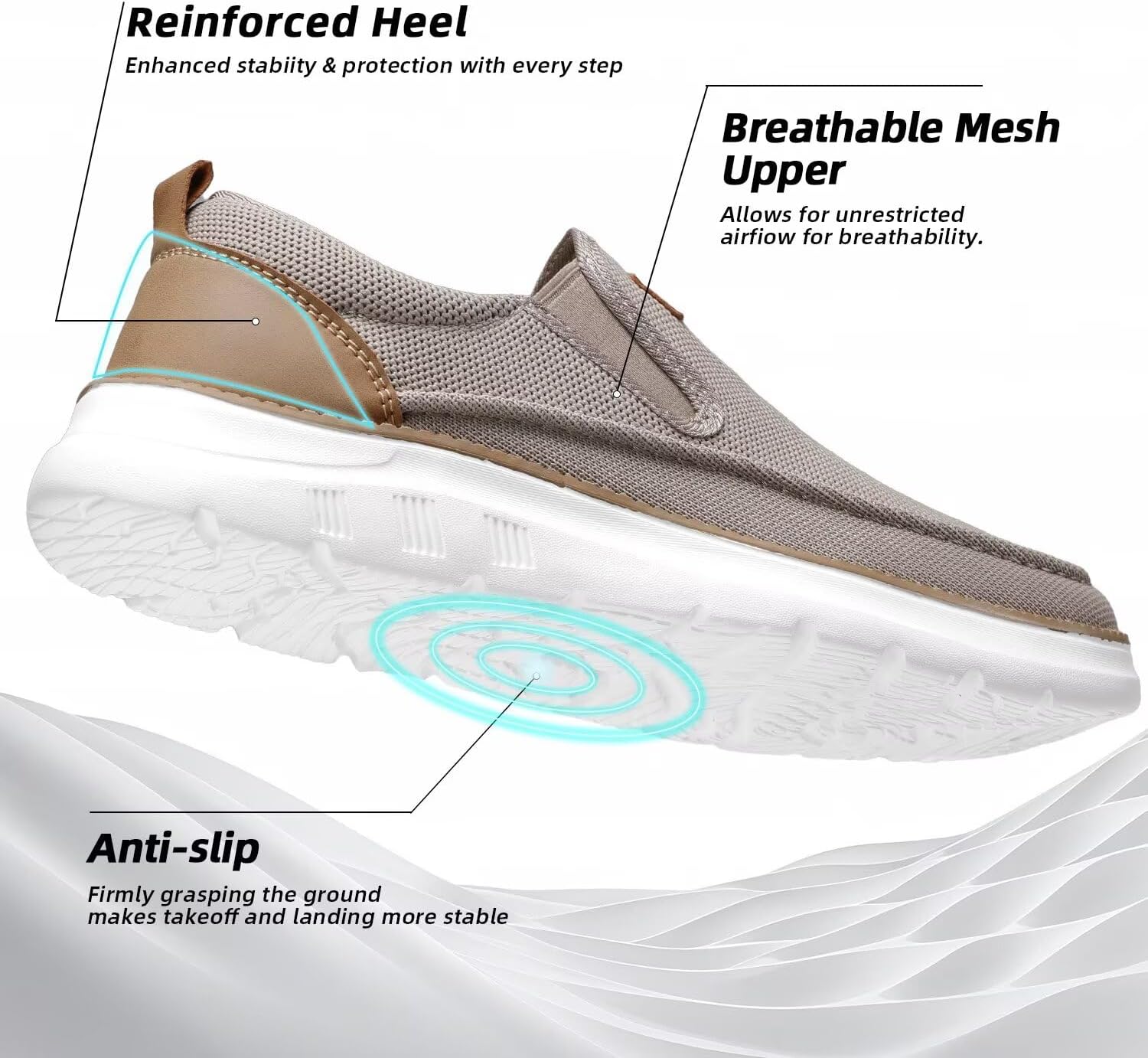 Mens Casual Slip in Shoes Boat Slip On Loafers Fashion Walking Dress Sneakers Work Lightweight Mesh Oxfords Soft Sole - Image 5