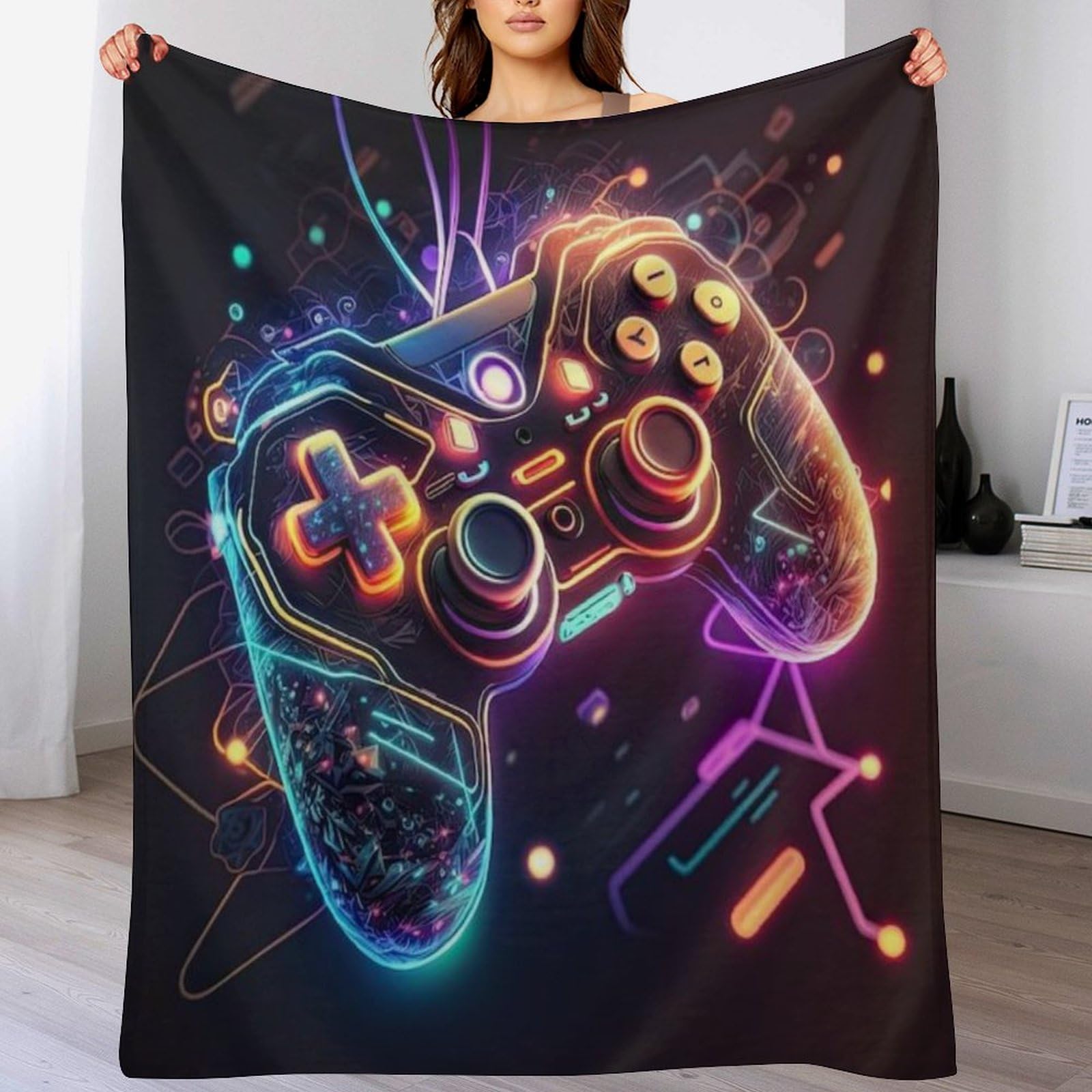 Couverture manette de jeu contre le froid plaid doux grand format lit