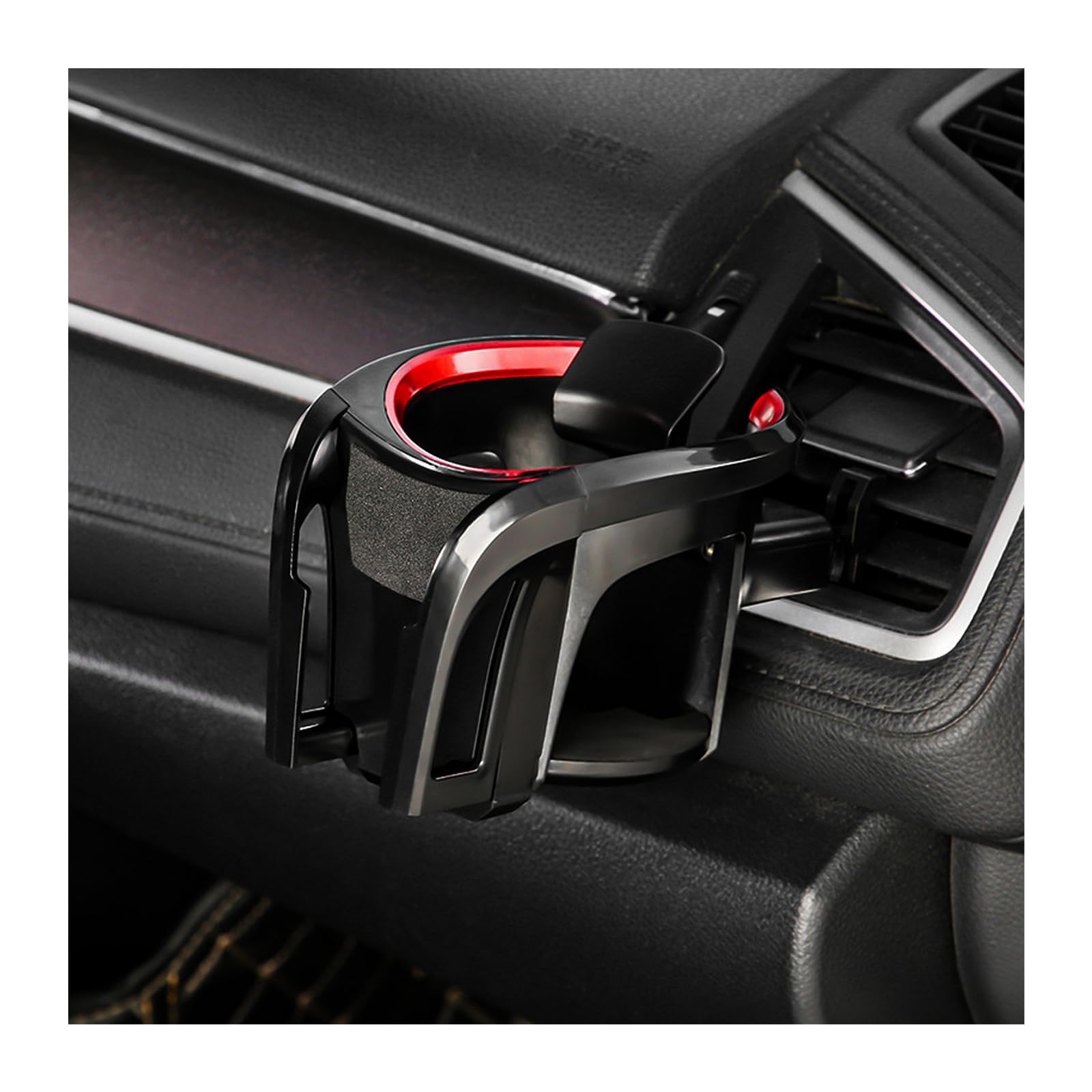 Car Cup Holder & Phone Mount, 2 in 1 Multifunctional Auto Drink Stand for Air Vent, Adjustable Air Conditioner Vent Water Coffee Bottle Bracket, Universal Vehicle Phone Holder (Black & Red)