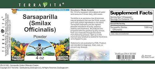 Vista 4 de Sarsaparilla (Smilax Officinalis) Polvo (4 oz, ZIN: 521362)