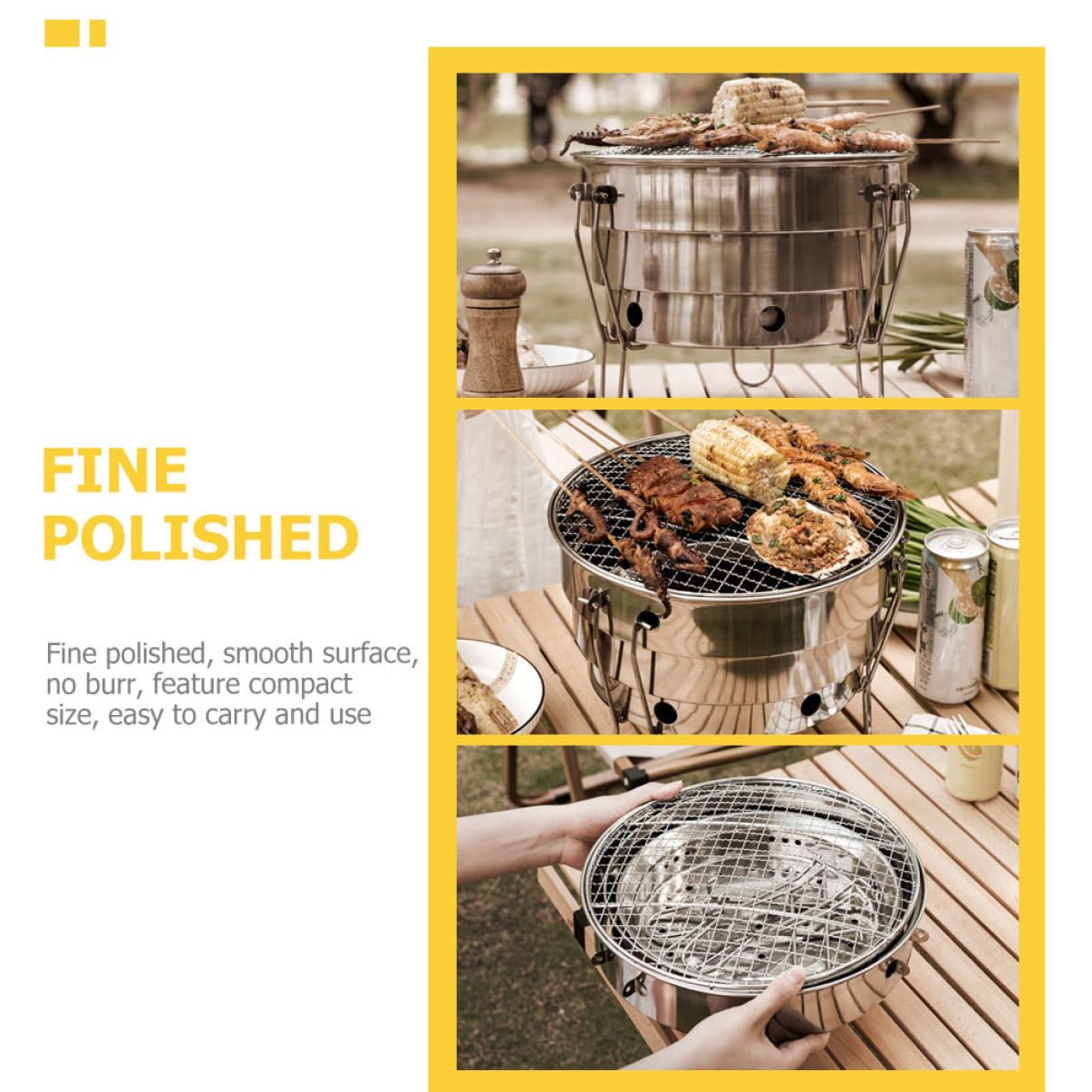 Przenośna maszyna do grillowania ze stali nierdzewnej – zewnętrzna kuchenka do grillowania do idealnego grillowania – kompaktowy i łatwy do czyszczenia sprzęt do grillowania