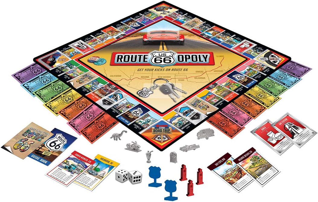 MasterPieces Opoly Board Games - Route 66 Opoly - Officially Licensed Board Games for Adults, Kids, & Family