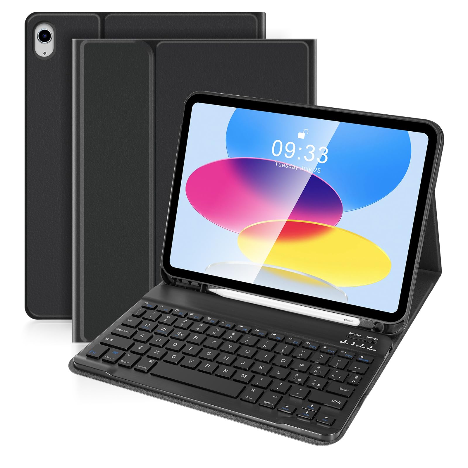 SOPPY Custodia con Tastiera Bluetooth per iPad 11a Generazione (A16) 11 Pollici 2025, 10a Gene 10,9 Pollici 2022, cover Protettiva Staccabile, con Slot per Penna Stilo, Layout Italiano,Nero
