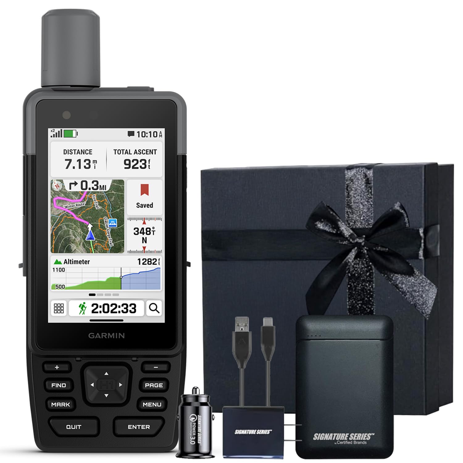 Garmin GPSMAP H1 Premium GPS Handheld Navigator with Touchscreen and Buttons, Durable IP67 Water Rating, Long Battery Life, Flashlight, Preloaded Maps | Signature Series Gift Bundle