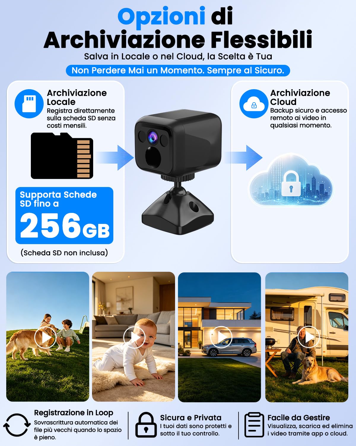 Mini Telecamera Spia ,4K Telecamera Videosorveglianza, WiFi o Modalità AP | Bassa Potenza, 160 Giorni di Standby, Visione Notturna Telecamera Senza Wifi per Interna/esterns/Casa, Nero