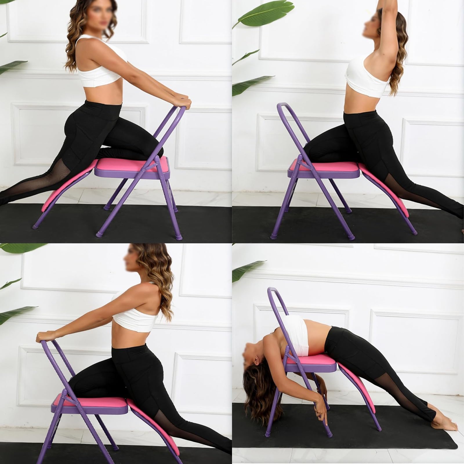 Sedia Yoga Sedia Yoga Assistita con Supporto Lombare Rimovibile, Sedia Yoga Pieghevole, Strumento di Allenamento per L'inversione Dell'equilibrio per L'allenamento degli Addominali E del Core