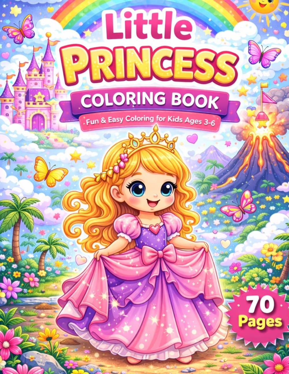 Little Princess Coloring Book: Fun & Easy Coloring Book for Kids Ages 3-6 | Cute Princess, Castle, Unicorn & Fantasy Pages