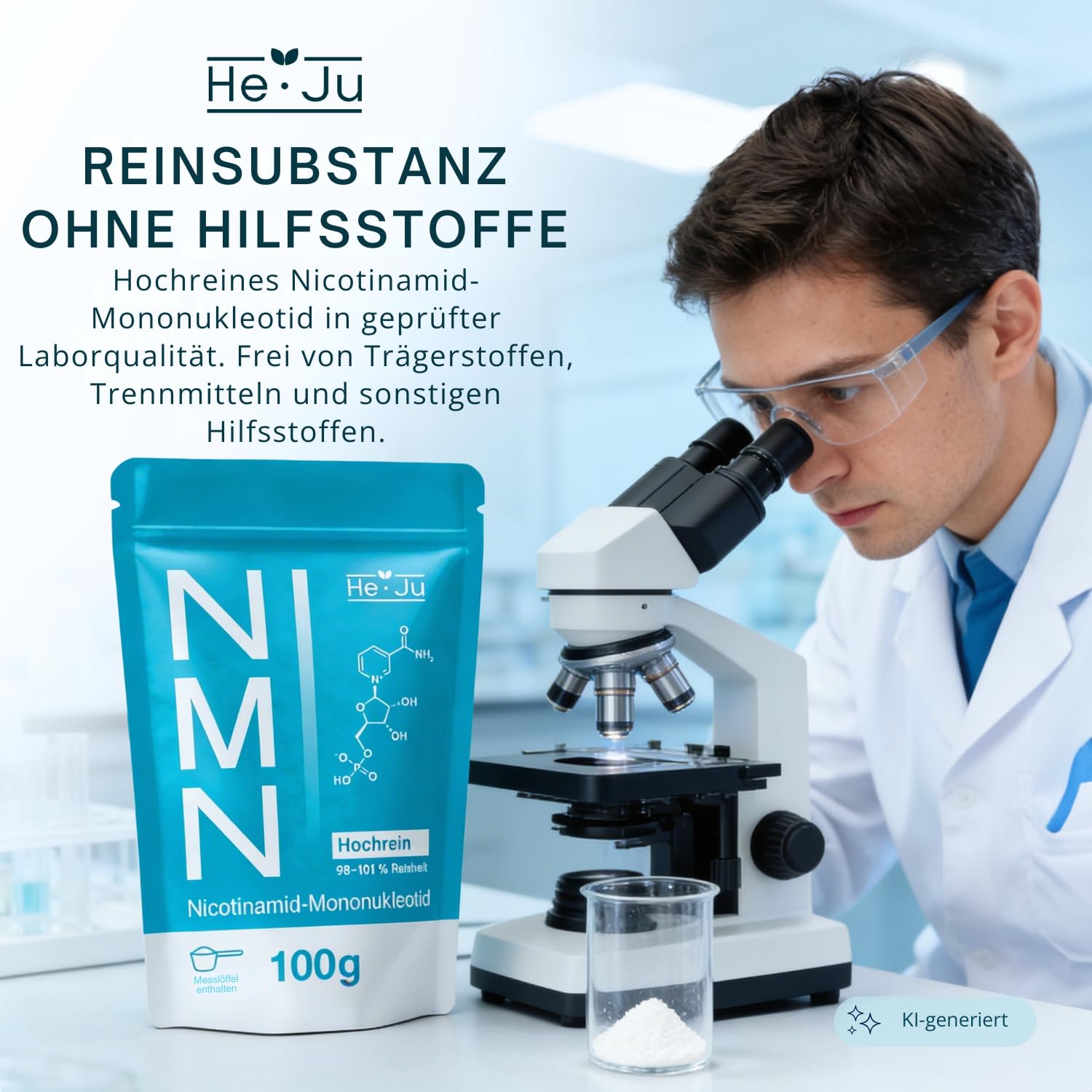 NMN Pulver 100g, Nicotinamid-Mononukleotid ≥98% Reinheit, enzymatisch hergestellt, Laborchemikalie