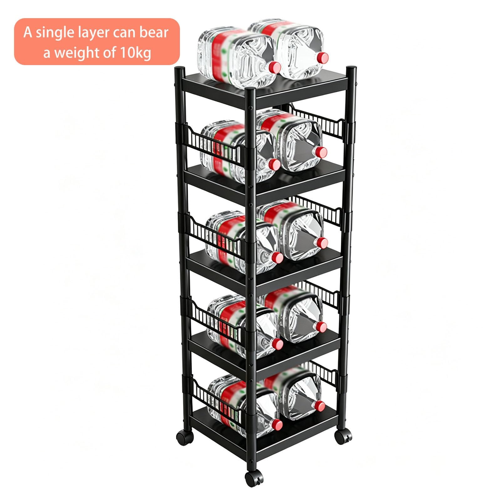 Adjuble - Carrello multiuso a 3/4/5 ripiani, in acciaio, con ripiani per cucina ed elettrodomestici, design salvaspazio (45 x 40 x 80 cm), versatile per casa e ufficio