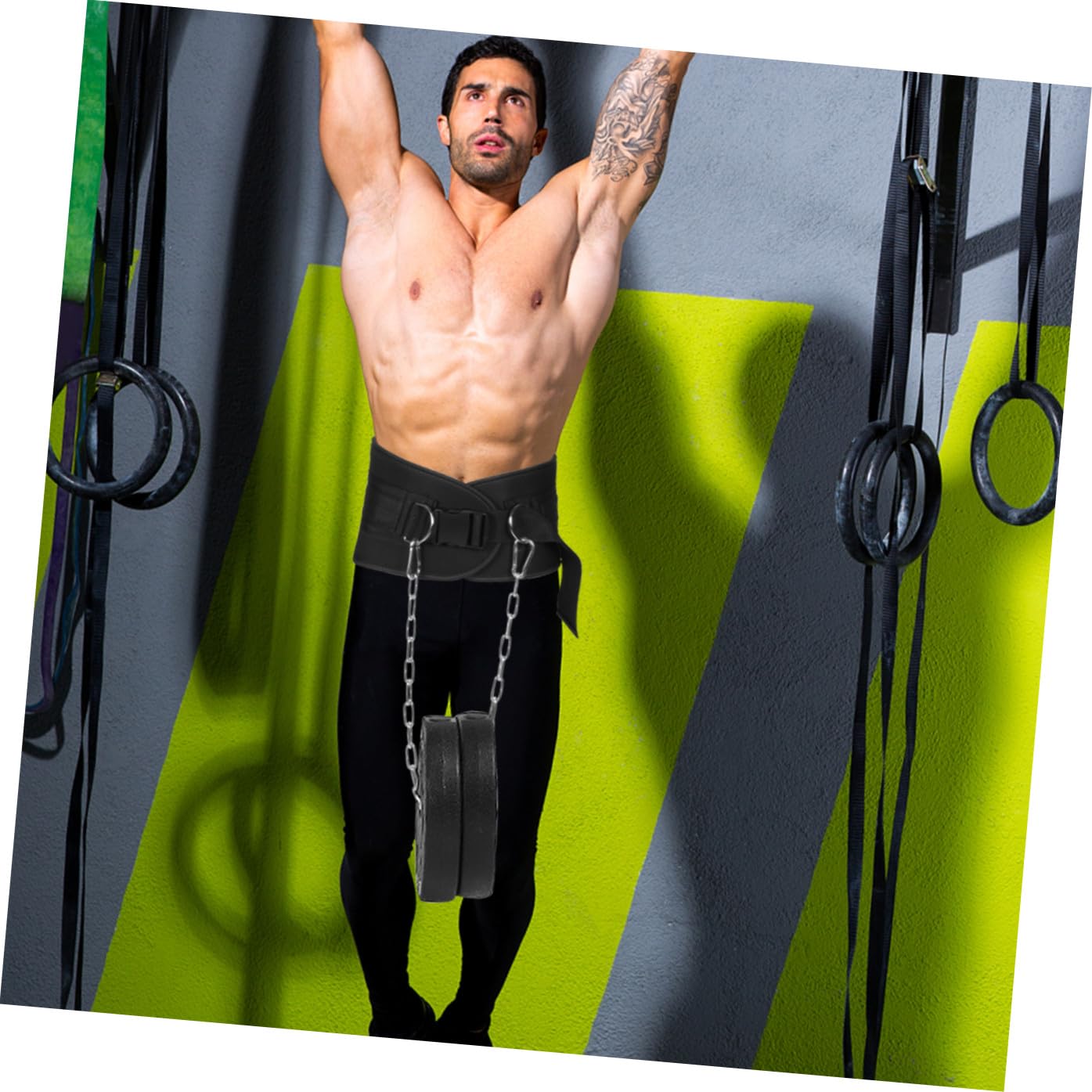 Cintura per Zavorra da Fitness con Catena, Nylon e Ferro | Weight Training, Nera, Design Sagomato Avvolgente, Fibbia Spessa e Catena Lunga