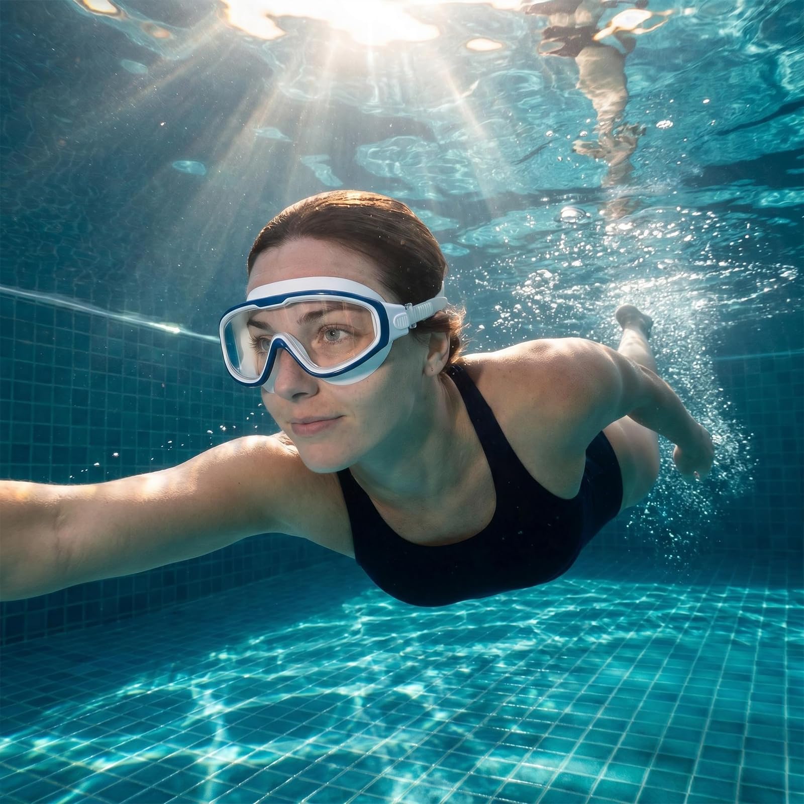 Seasprint Schwimmbrille für Erwachsene, Weitsicht, klare Sicht, Anti-Fog-UV-Schutz, kein Auslaufen, Poolbrille