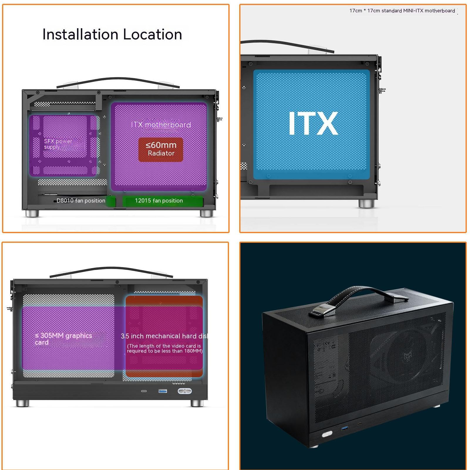 Box host per computer - ventilato, cornice durevole | Custodia per | PC desktop per il personale 'ufficio, giocatori di casa, studenti, singoli utenti, configurazione di workstation compatta,