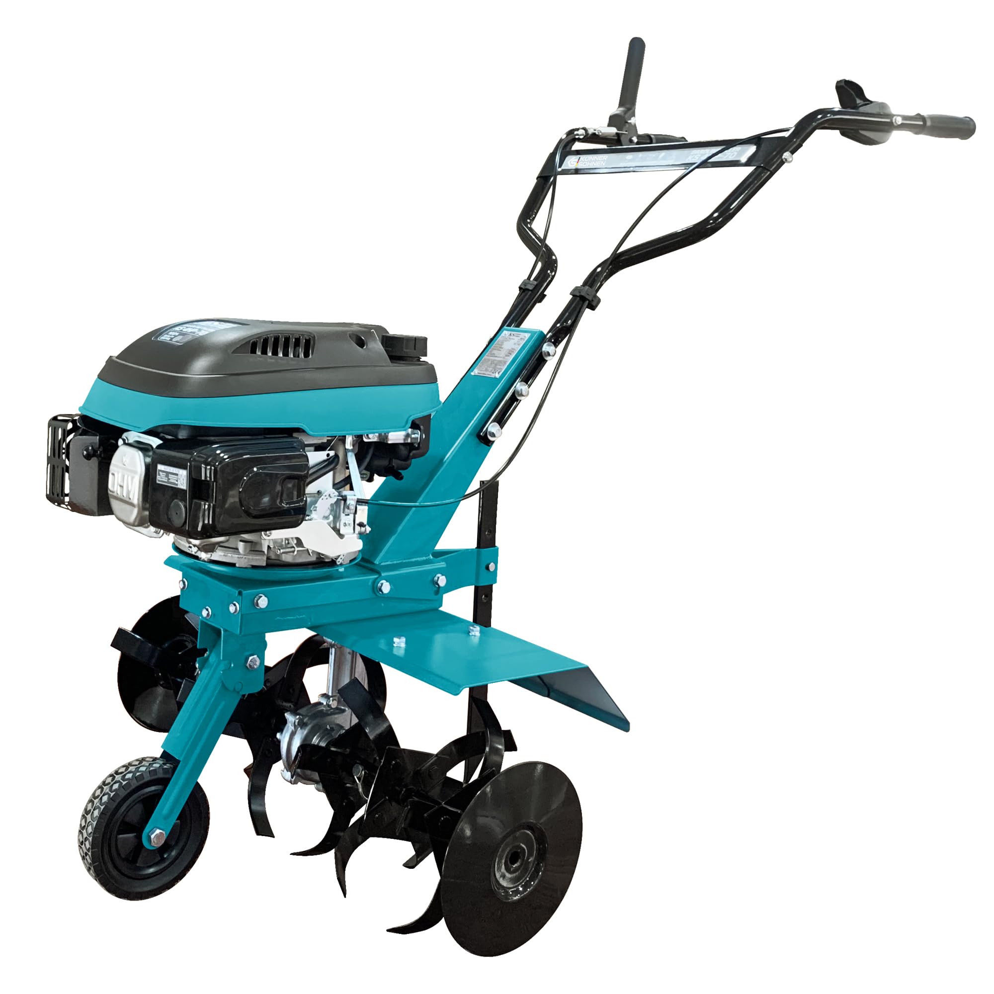 Könner & Söhnen KS 4HP-70 - Motobloque de Gasolina con accionamiento por Correa, motocultor con Fresa Sable forjada, Ancho de Trabajo ≤ 70 cm, Profundidad de Trabajo ≤ 27 cm, Potencia del Motor 4