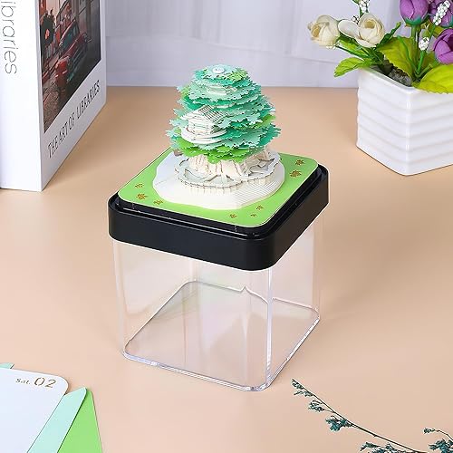 Miniatura 4 de Calendario de arte 3D, bloc de notas 2024, pieza de tiempo creativo, calendario Sakura Tree Rip Away, tallado en papel, pegajoso, nota de bricolaje,